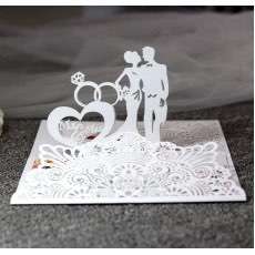 3D Wedding Invitation Card Laser Cut Paper Ivory Tint Color 
